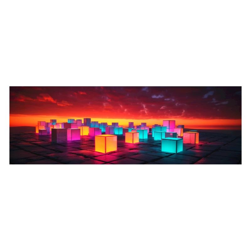 Neon Cubes at sunset