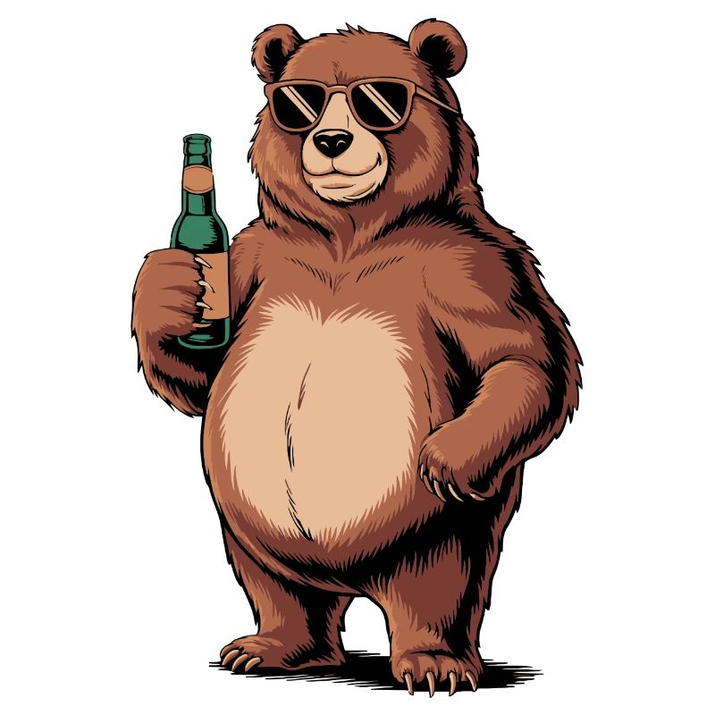 Cooler Bierbär mit Sonnenbrille