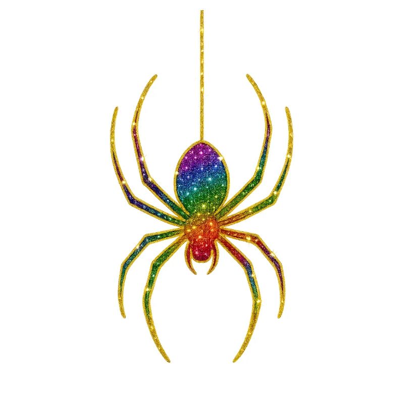 Regenbogen Glitzer Spinnenmotiv
