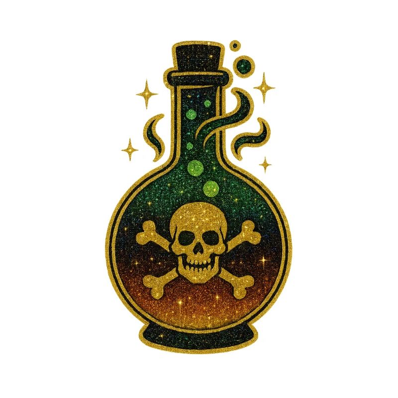 Halloween Giftflasche | Glitzernde Totenkopfphiole
