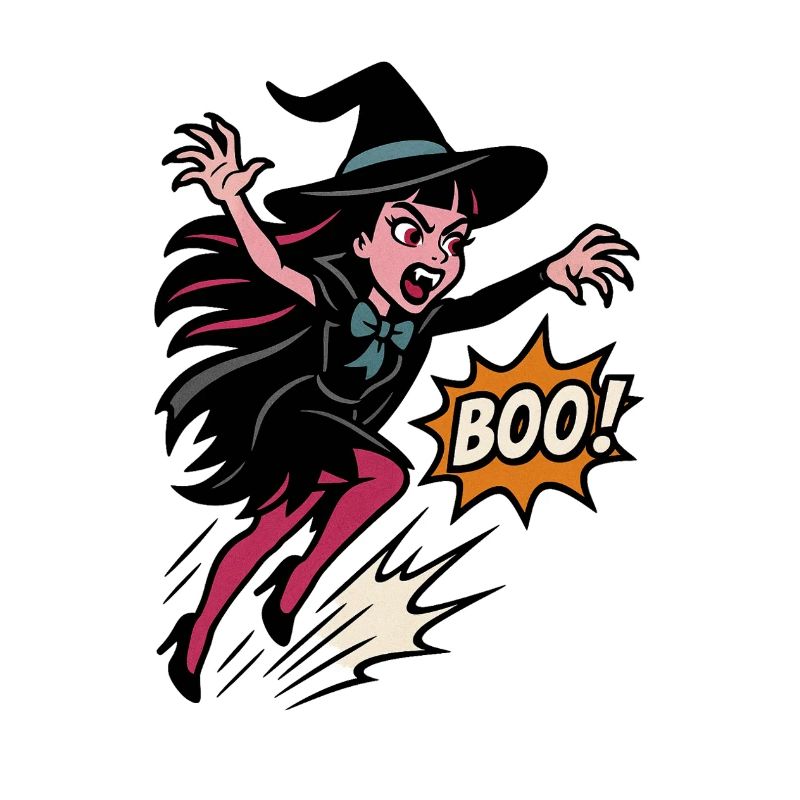 Hexenheldin im Sprung Boo