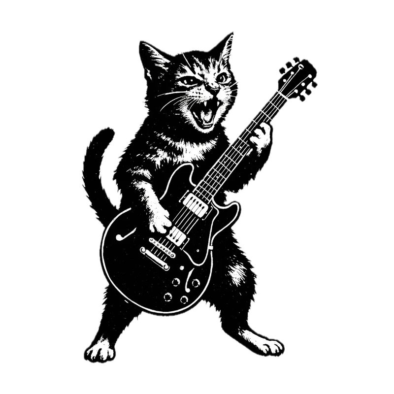 Katzen Gitarrist Punk Illustration