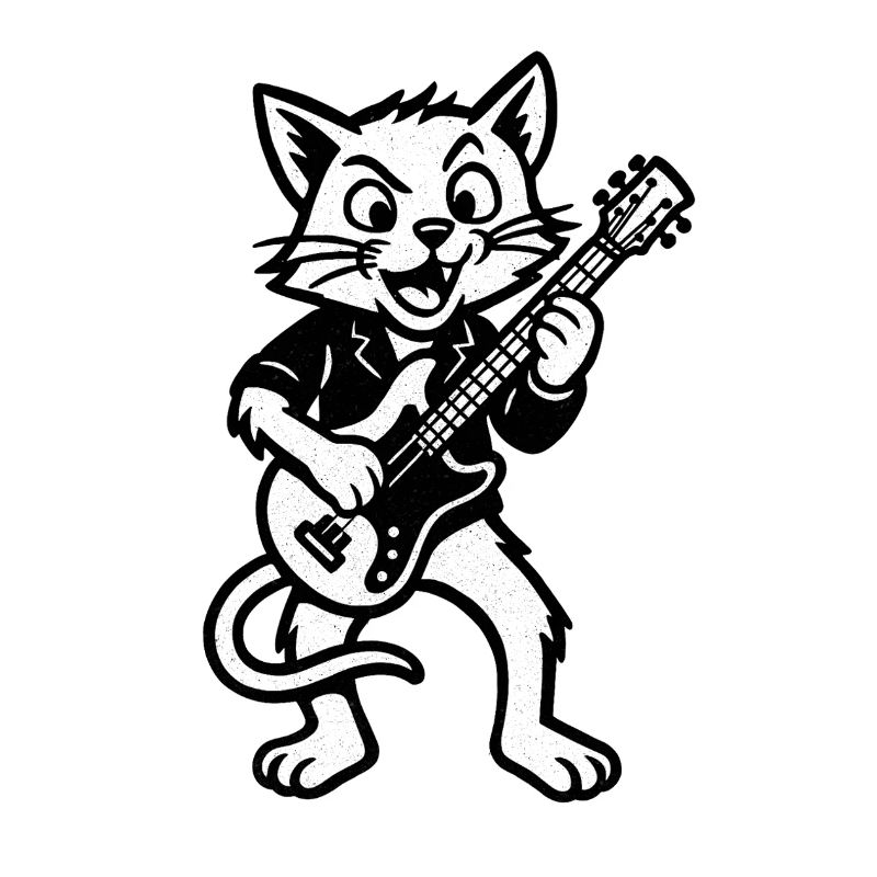Katzen Gitarrist Rockfigur