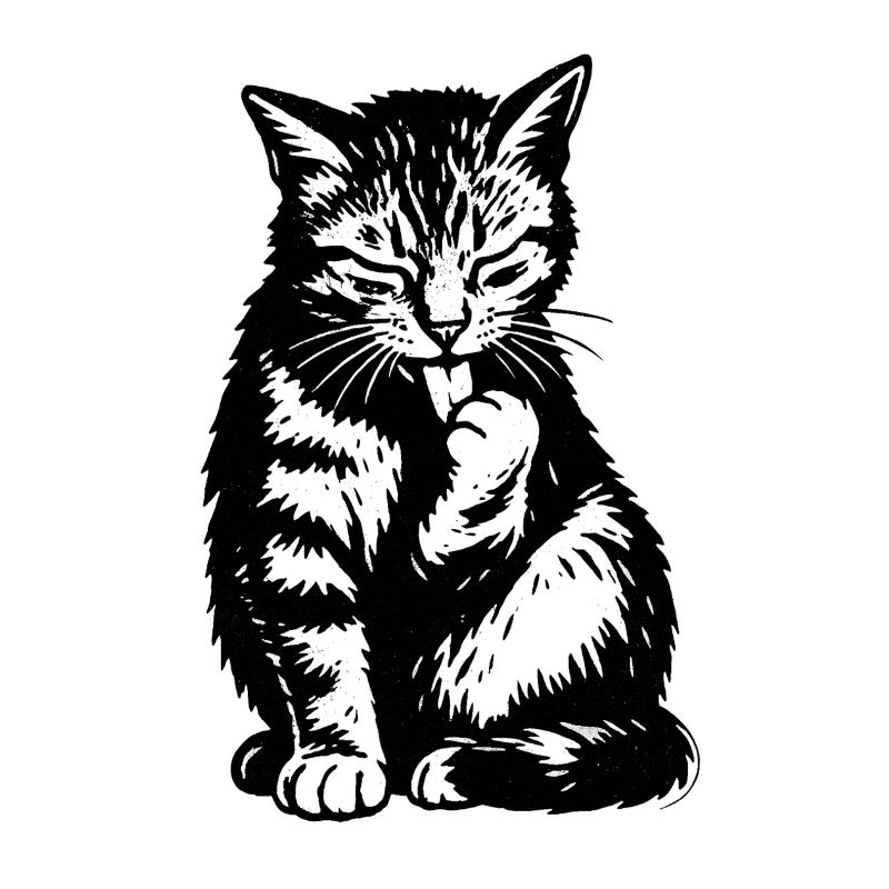Schwarze Katzen Silhouette Zunge