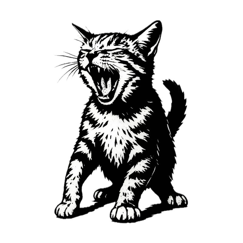 Wütende Schwarze Katze Strichzeichnung