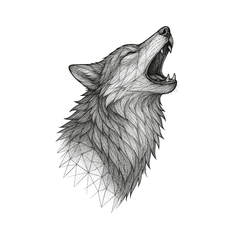 Geometrischer Wolfkopf im Heulen
