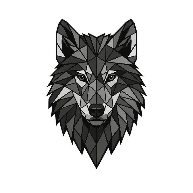 Geometrischer Wolfenkopf Grau