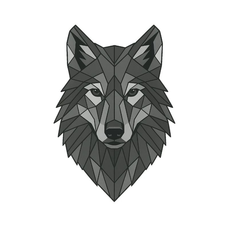 Geometrischer Grau-Wolfskopf