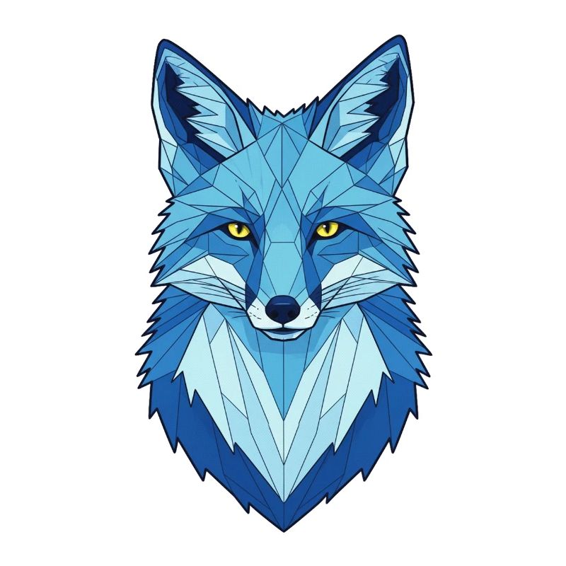 Blauer Geometrischer Wolfkopf