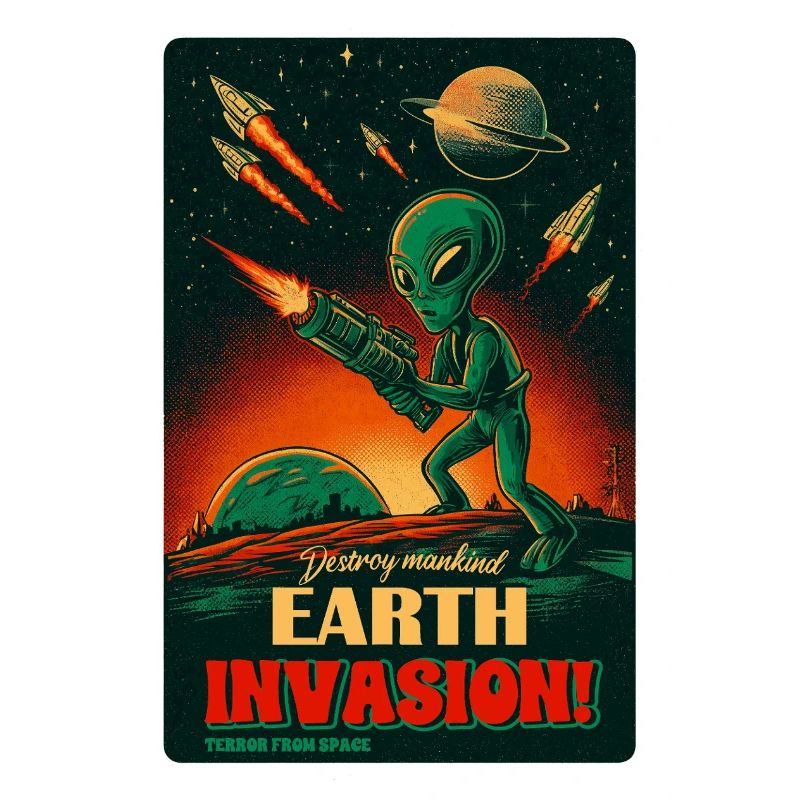 Alienischer ErdInvasion RetroPoster