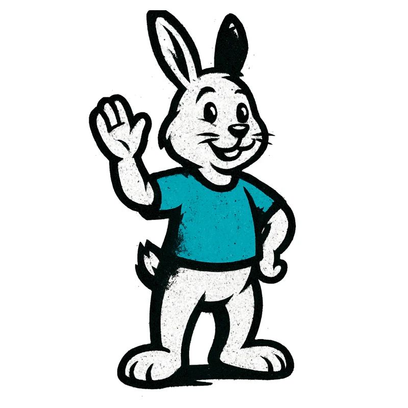 Winkernder Hase im Blau