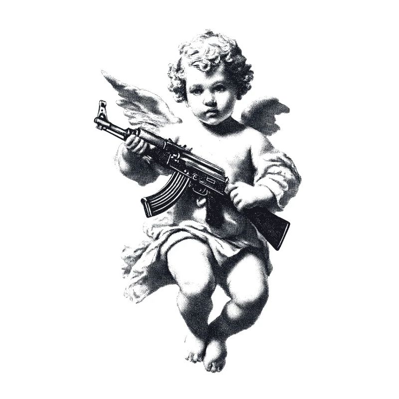 Engel mit Gewehr Silhouette