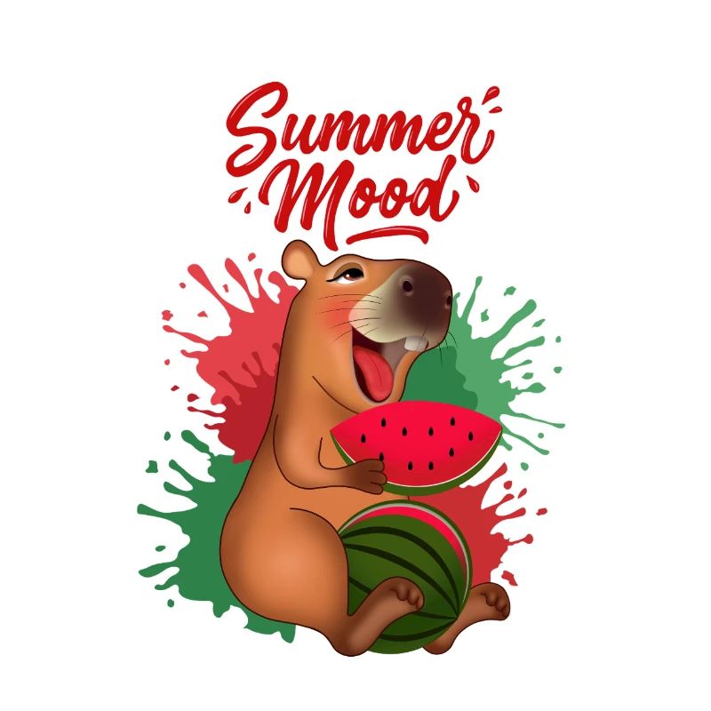 Lächelnde Capybara mit Wassermelone