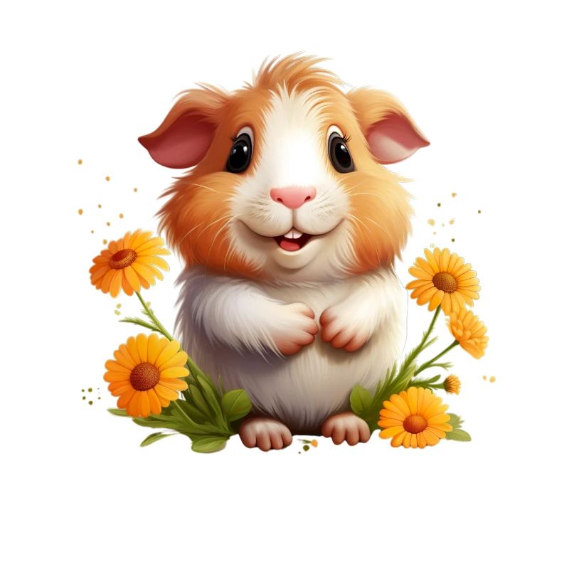 Meerschweinchen mit Blumen