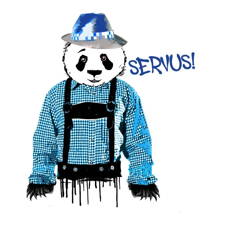 servus, panda,pandabar,lederhose,bayrisch