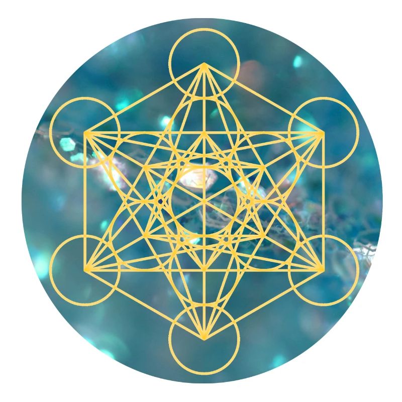 Pale Metatronjaune Cube on blue background