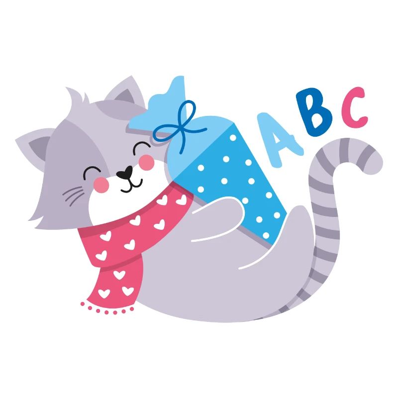 Chat avec cône d’école inscription à l’école
