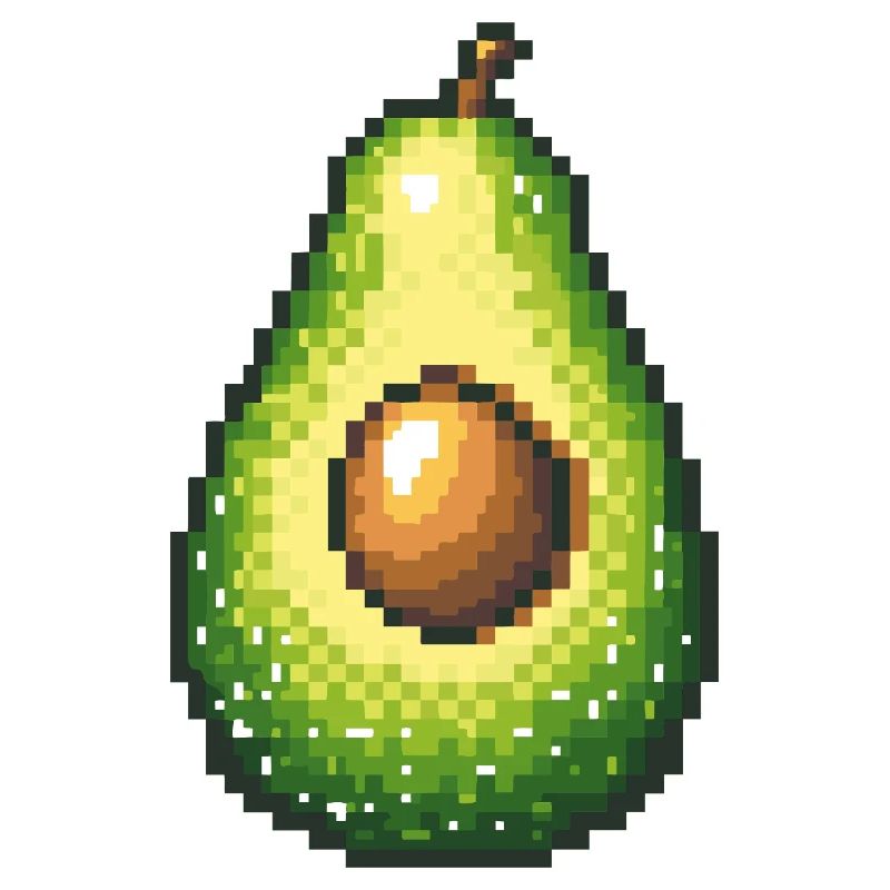 Pixel Avocado Retro Fruit Image