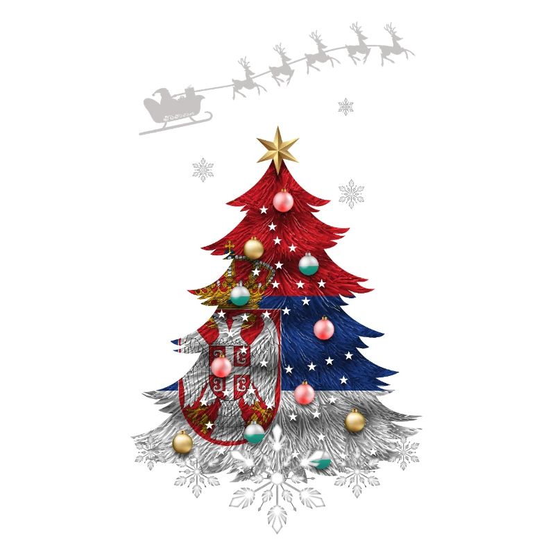 Weihnachtsbaum mit serbischer Flagge