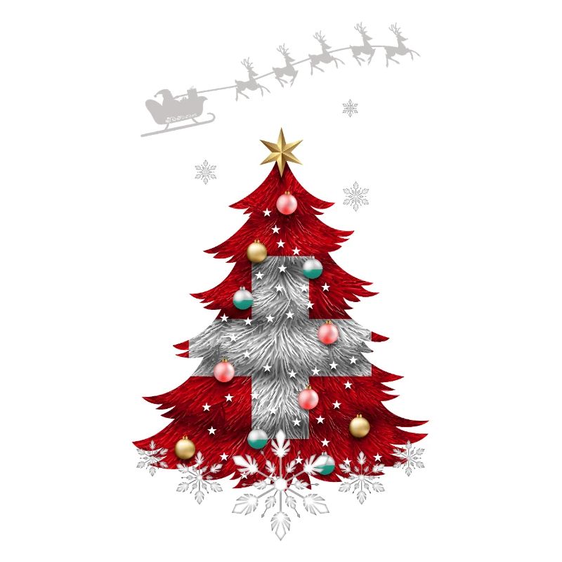 Weihnachtsbaum mit Schweizer Fahne