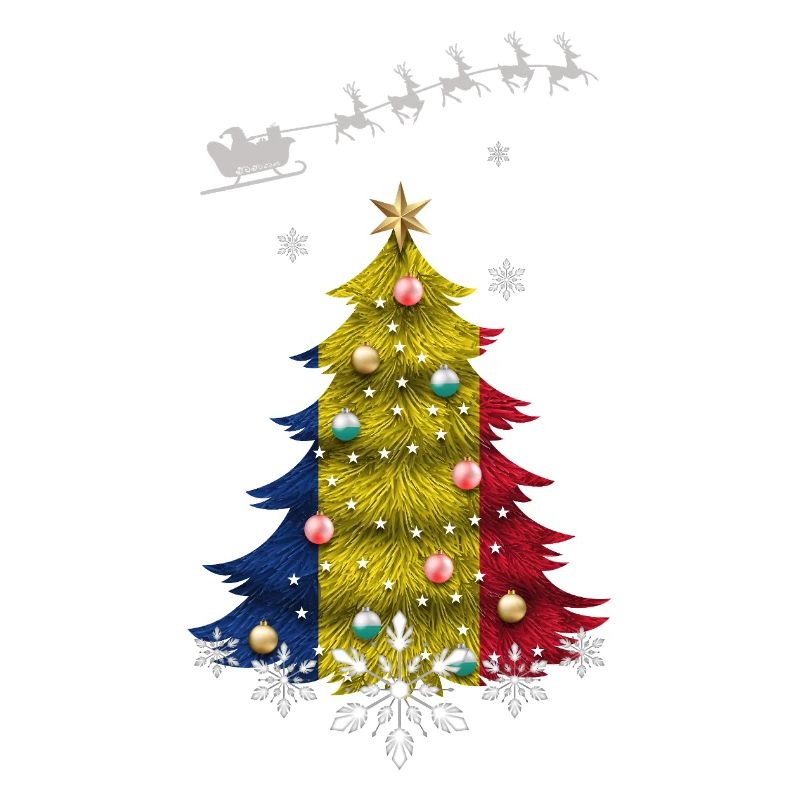 Weihnachtsbaum mit Rumänien-Flagge