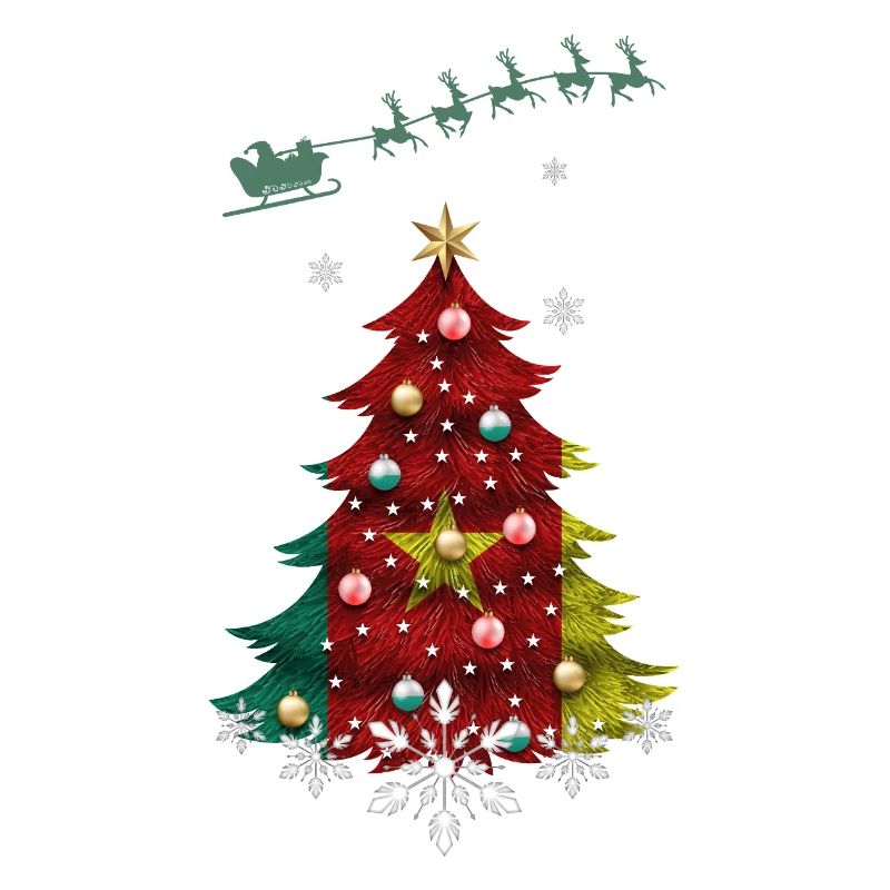 Weihnachtsbaum mit kamerunischer Flagge