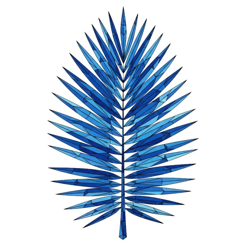 Blue Geometry Palm Leaf