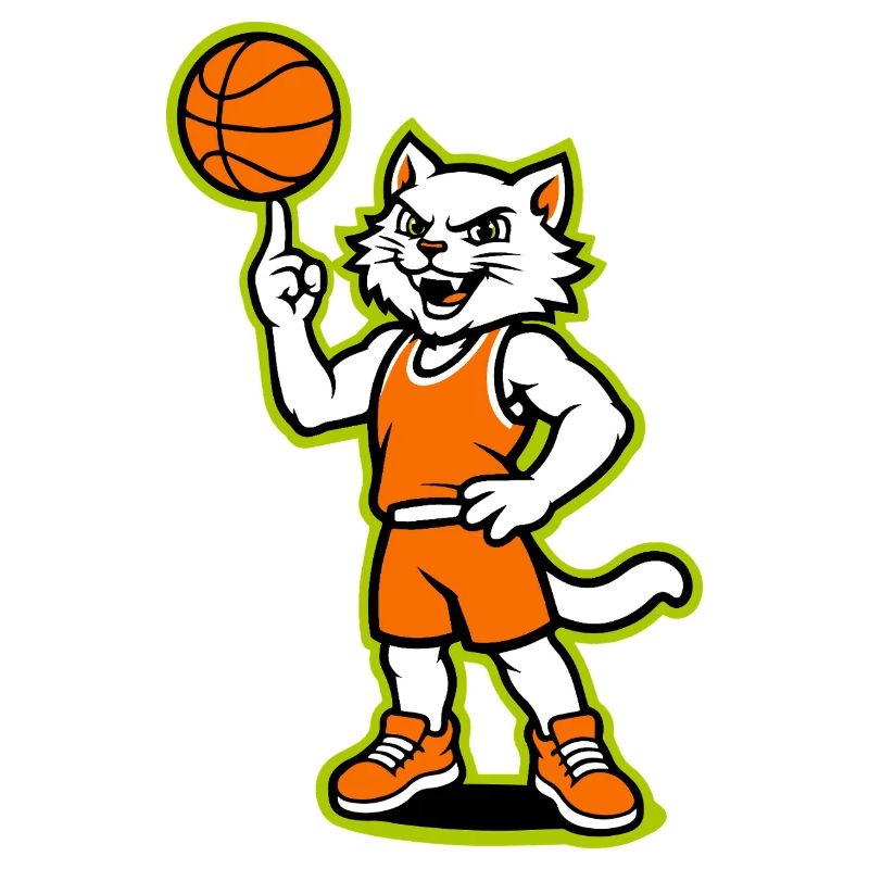 Basketball-Katzen-Maskottchen in Orange