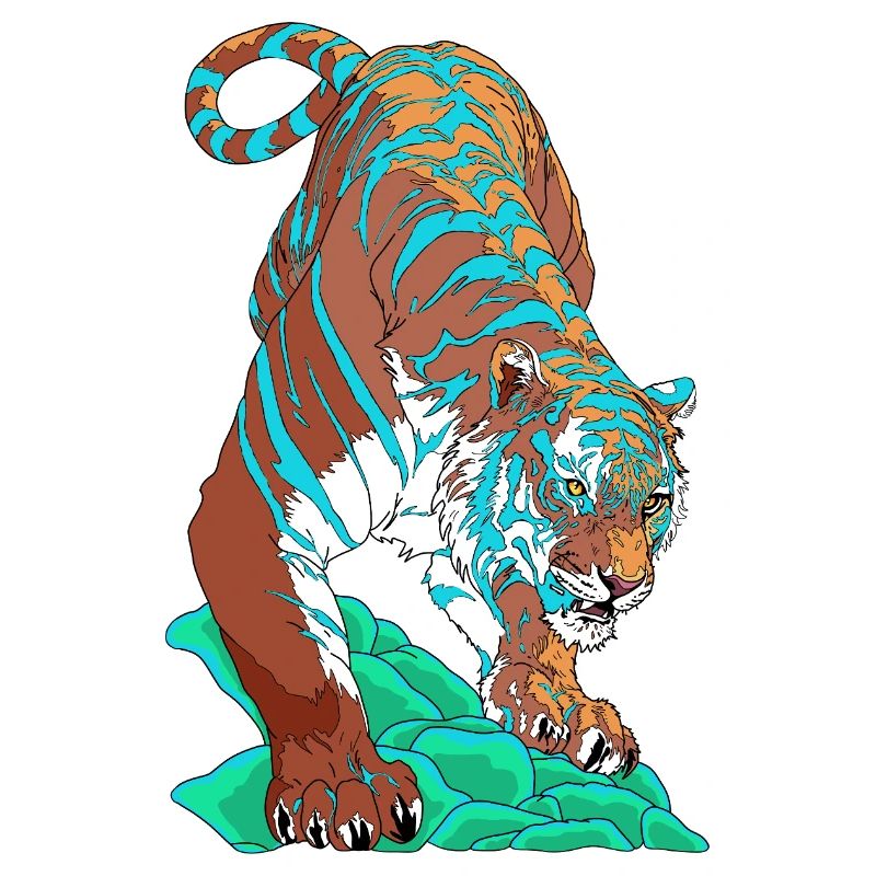 Türkisblauer Tiger auf Felsen