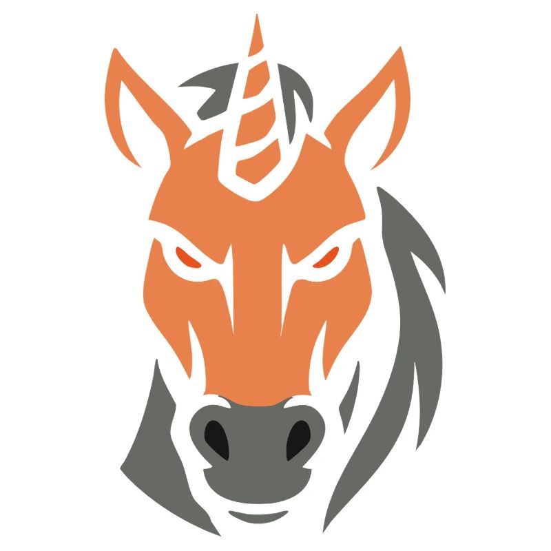 Geometrischer Einhornkopf böse