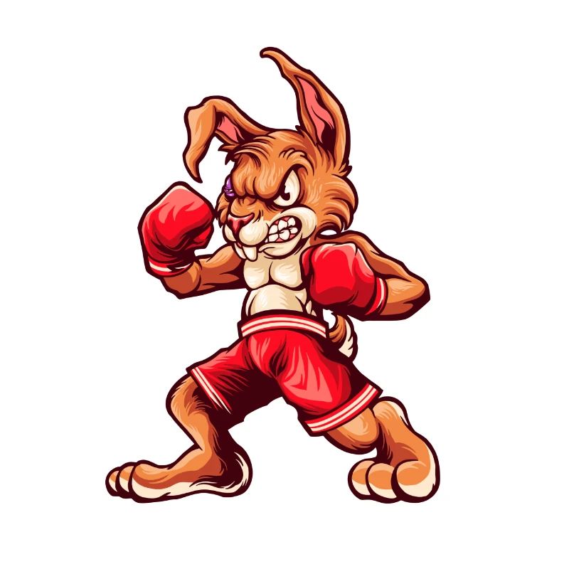 Strong rabbit with boxing gloves boxer animals