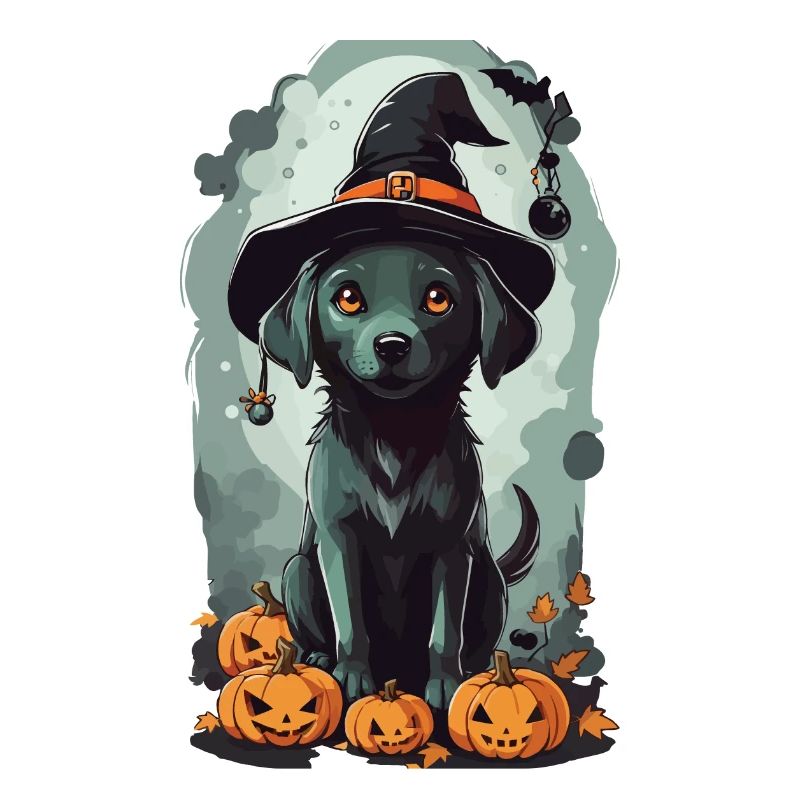 Conception mignonne de chien de sorcière d’Halloween