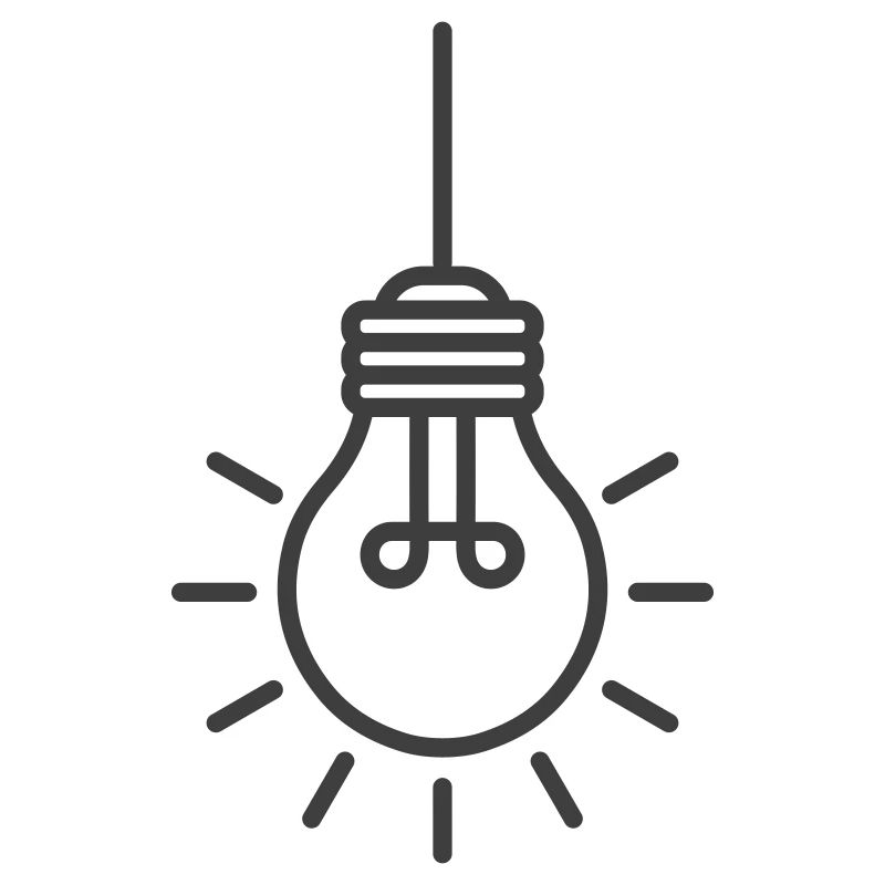 Hängende Glühbirne Linie Symbol