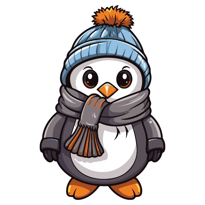 Pinguin Comic Niedlich Winter