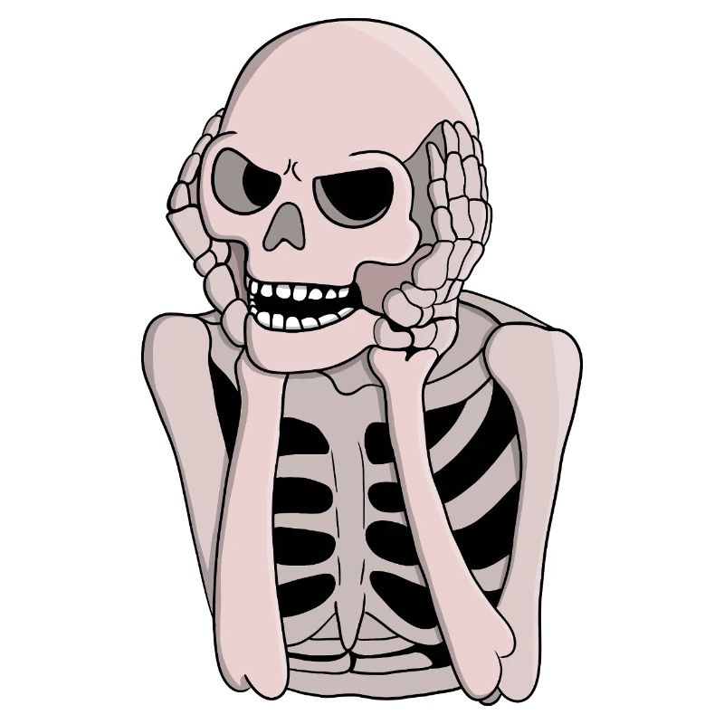 Ängstliche Skelettskizze