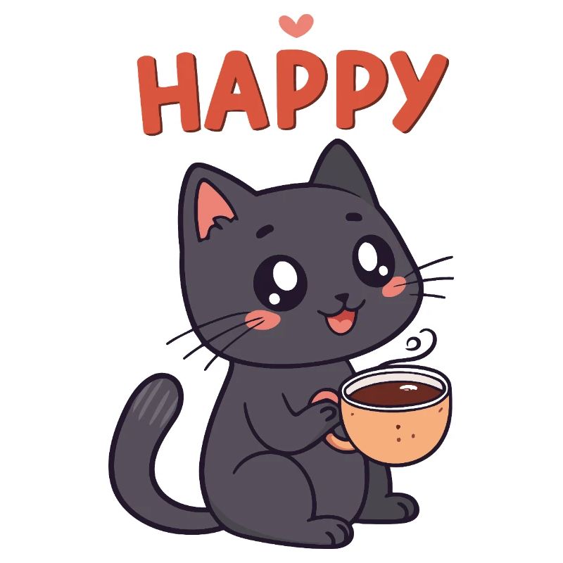 Glückliches Kaffeekätzchen