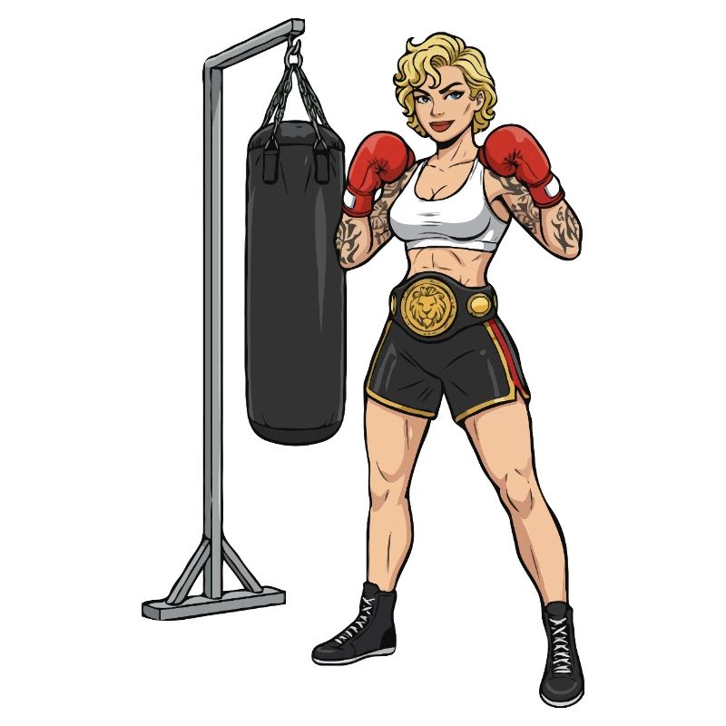 Kraftvolle Boxer-Dame Cartoon