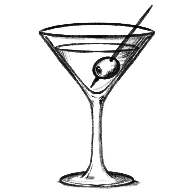 Cocktailglas mit Olive - Illustration