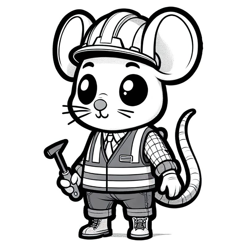 Cute Mouse Construction Worker