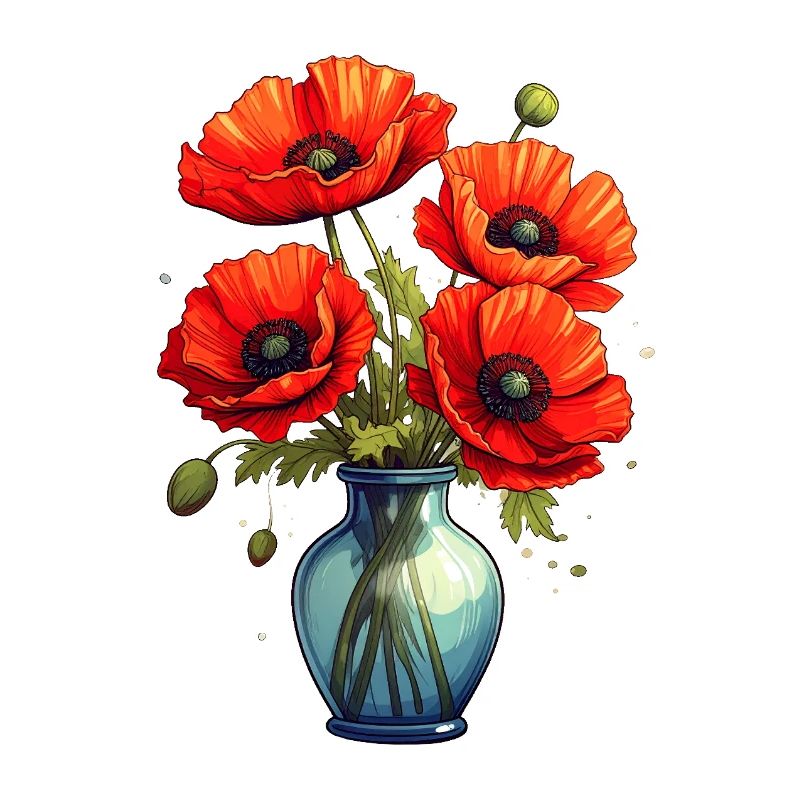 Vase mit Mohnblumen