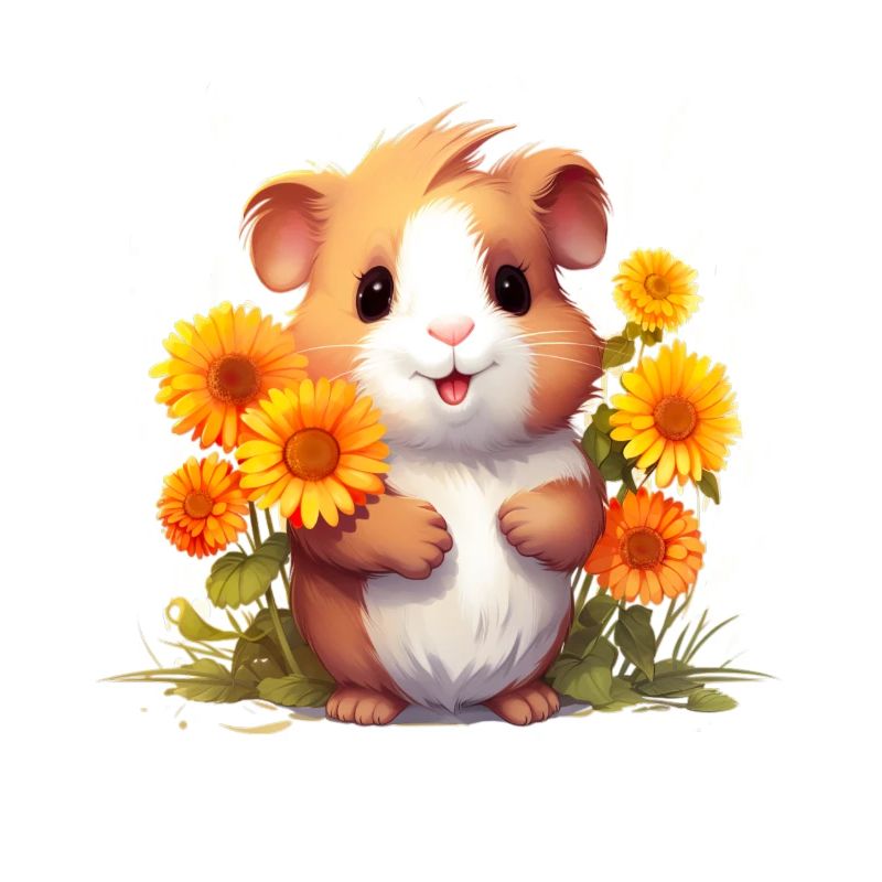 Meerschweinchen mit Blumen