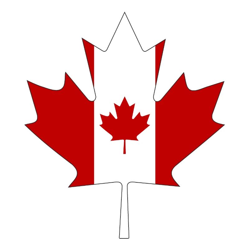 Canada flag as maple leaf with black frame