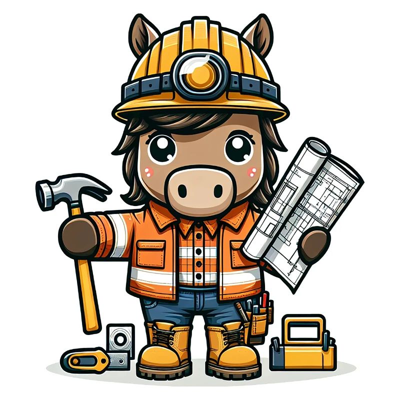 Ouvrier de la construction de cheval mignon