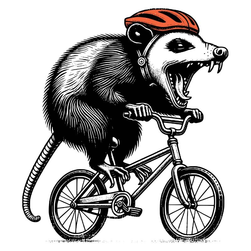 Radfahrendes Opossum