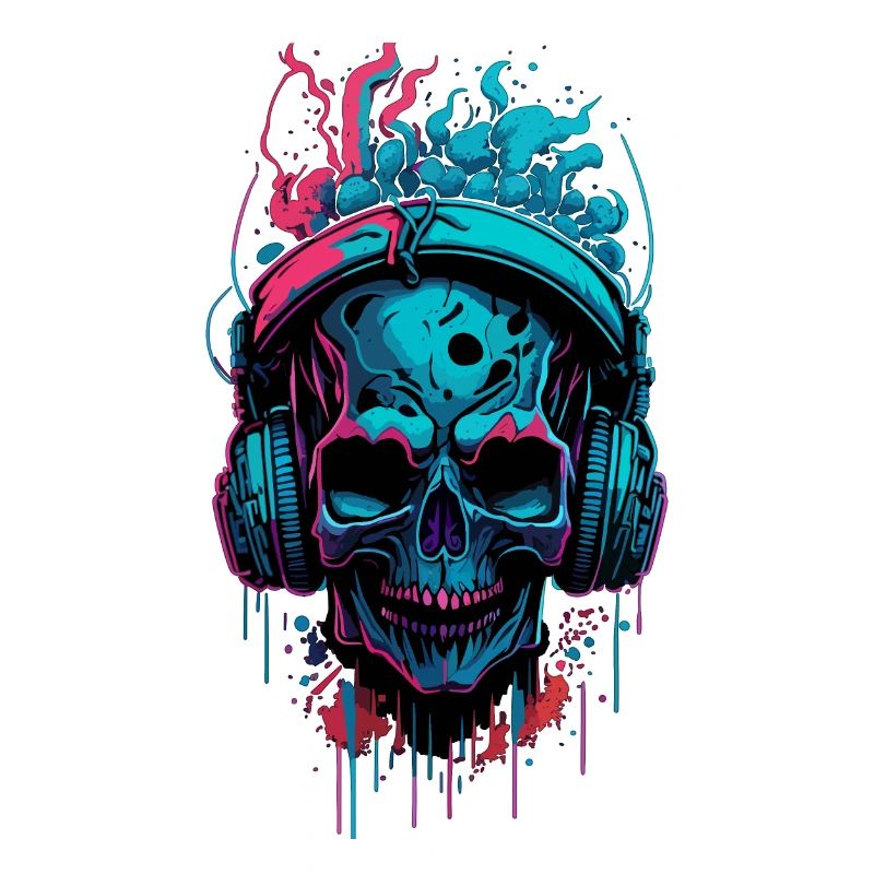 Graffiti Headphone Skull