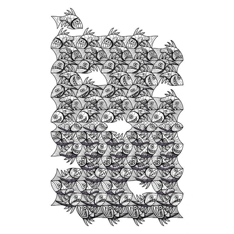 Wiederholter monochromer Fisch