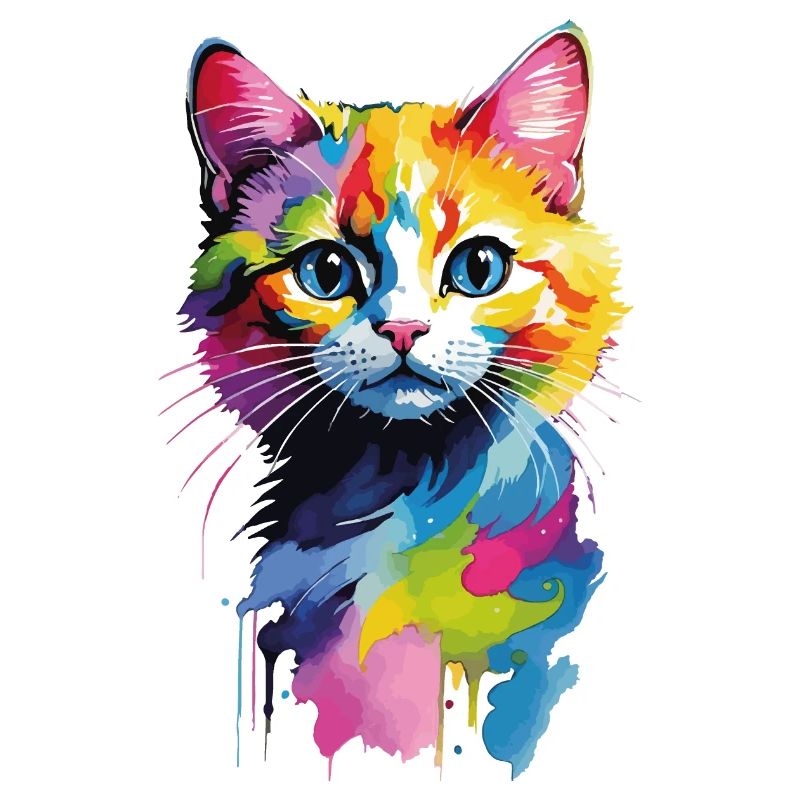 Bunter Wasserfarben-Katzenkopf