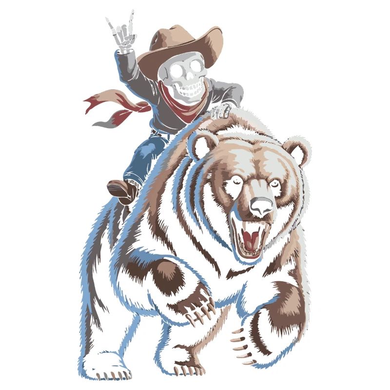 Skelett Cowboy auf Bär