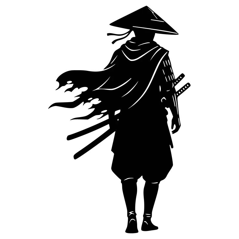 Schatten Krieger Samurai Strohhut