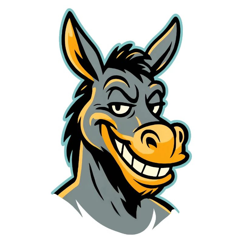 Frech grinsender Esel